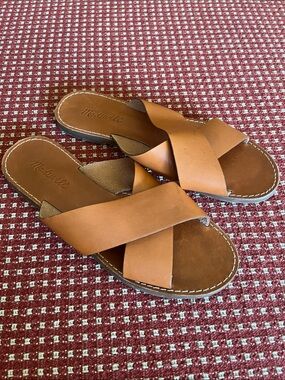 Madewell Women's Leather Crossband Slide Sandals